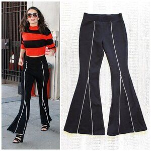 Victor Glemaud Boho Y2K Pants High-Rise Flare Size XS Black & White 90's cotton